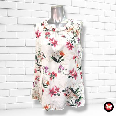 **HOY** Blusa sin mangas con frente de flores ORSAY color Blanco y varios Talla L