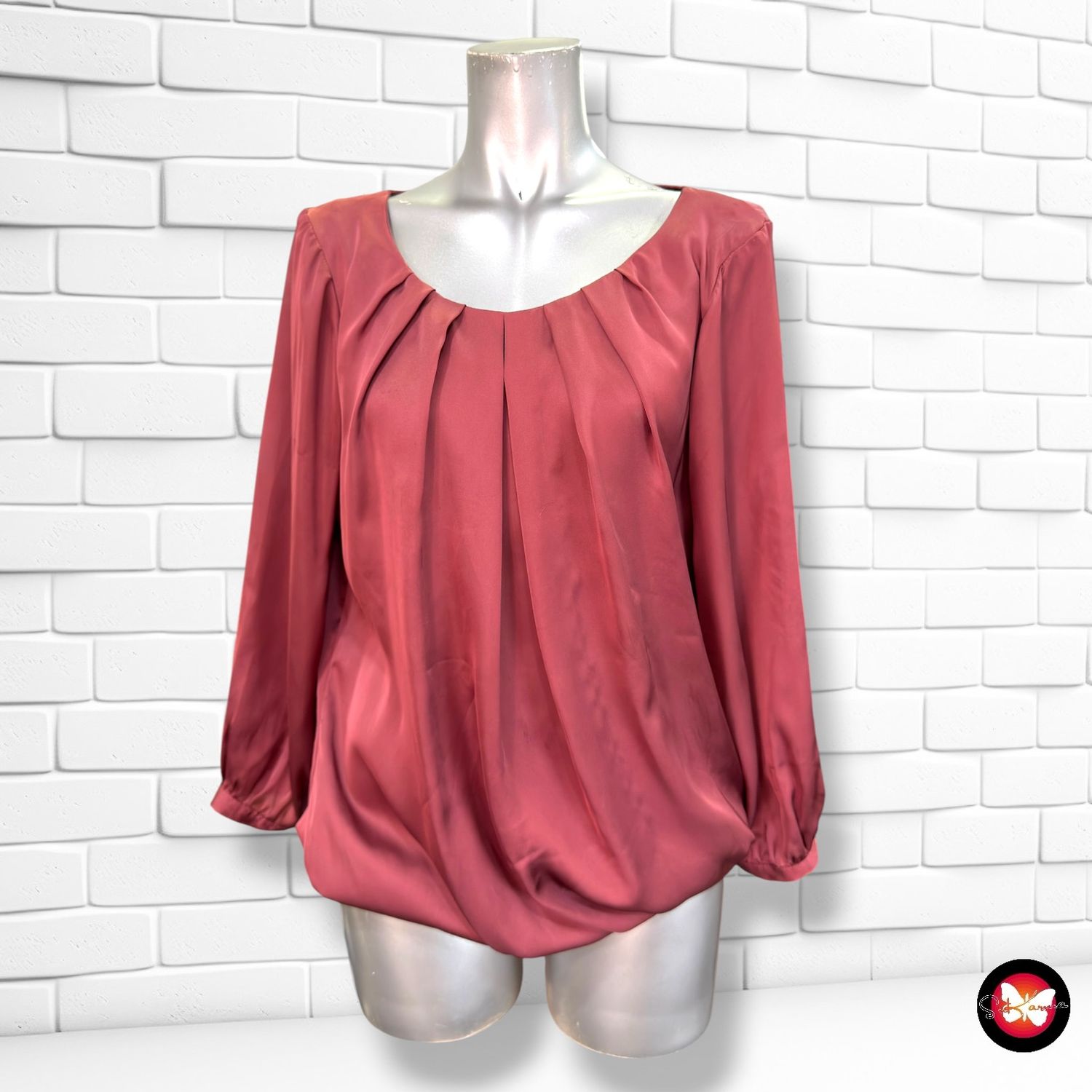 Blusa satinada STYLES by STEPS color Vino Talla 38