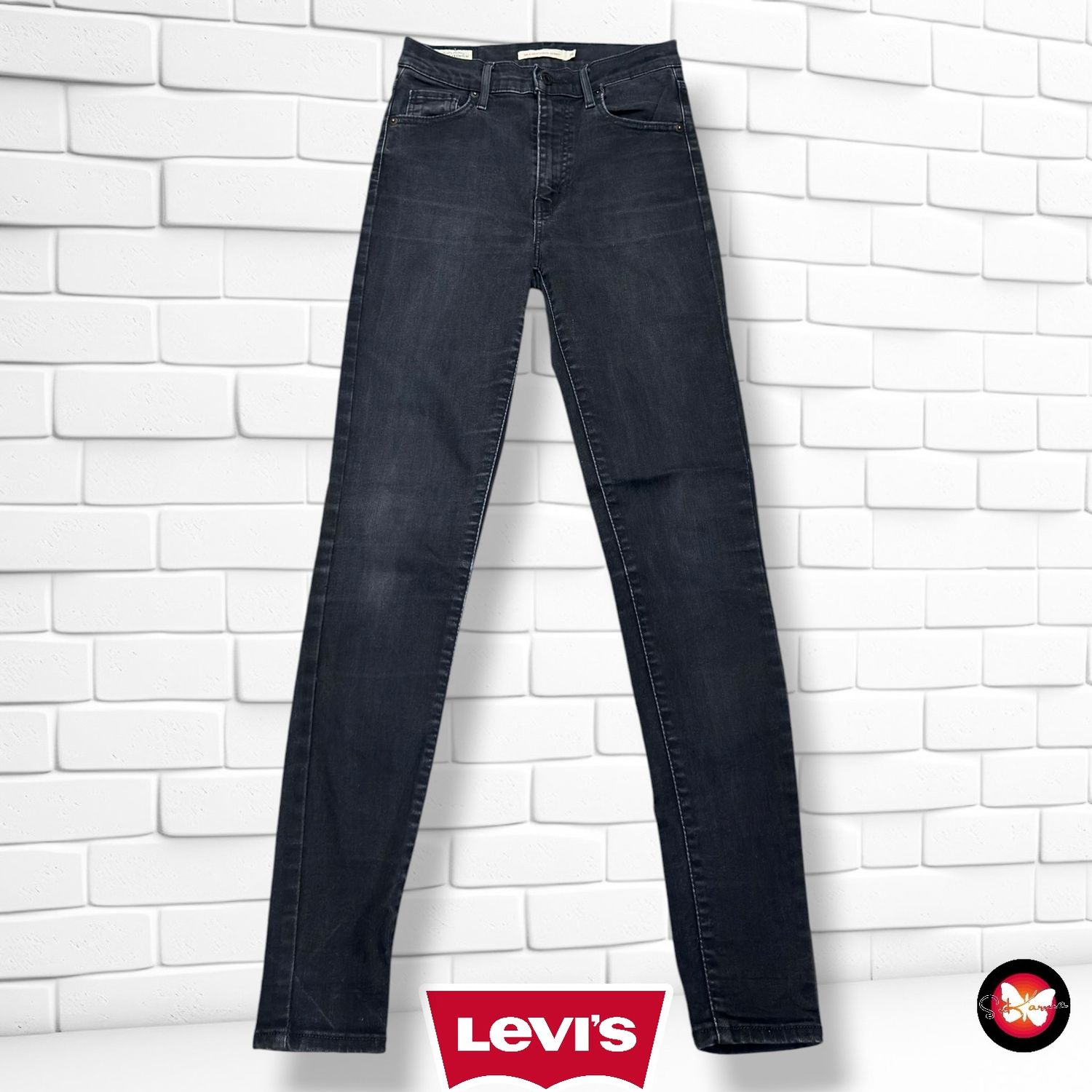 Pantalón MILE HIGH RISE SKINNY LEVI’S color Negro vaquero Talla S (W26)