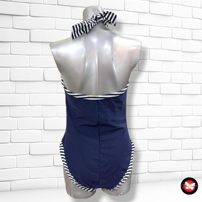 **HOY** Bañador entero con rayitas color Azul marino y blanco Talla L