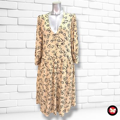 **HOY** Vestido blusón de corazones TCHIBO color Camel y negro Talla 42