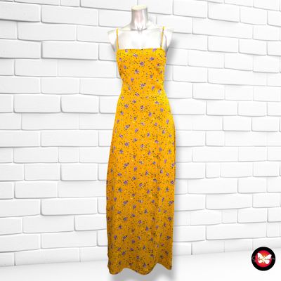 **HOY** Vestido largo de florecitas color Mostaza y varios Talla S