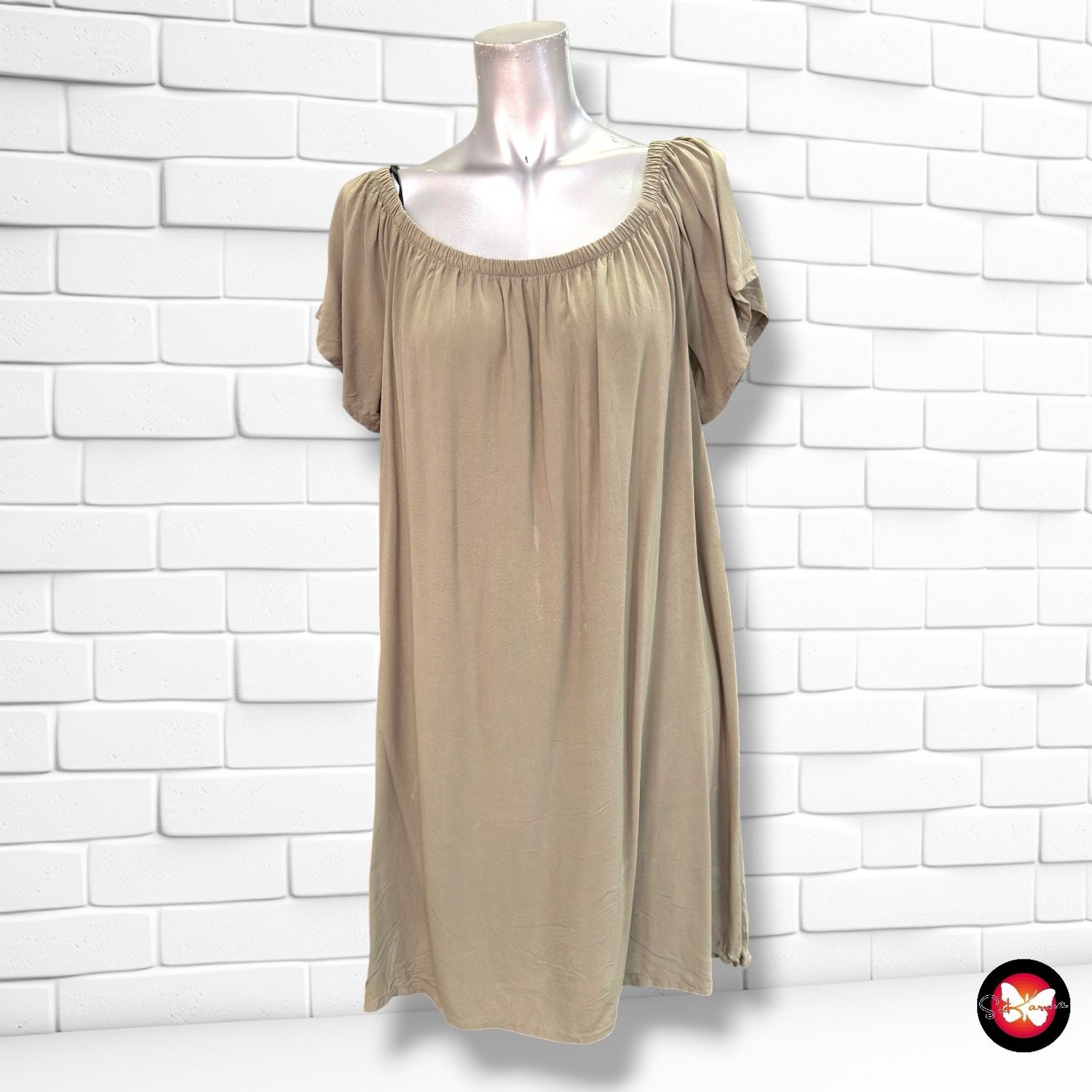Vestido escote barco FRESH MADE color Verde militar Talla L
