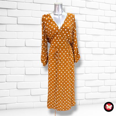 **HOY** Vestido largo de lunares MISS ETAM color Marrón y blanco Talla 46