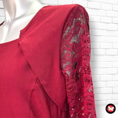 **HOY** Vestido de fiesta con mangas de encaje color Granate Talla M