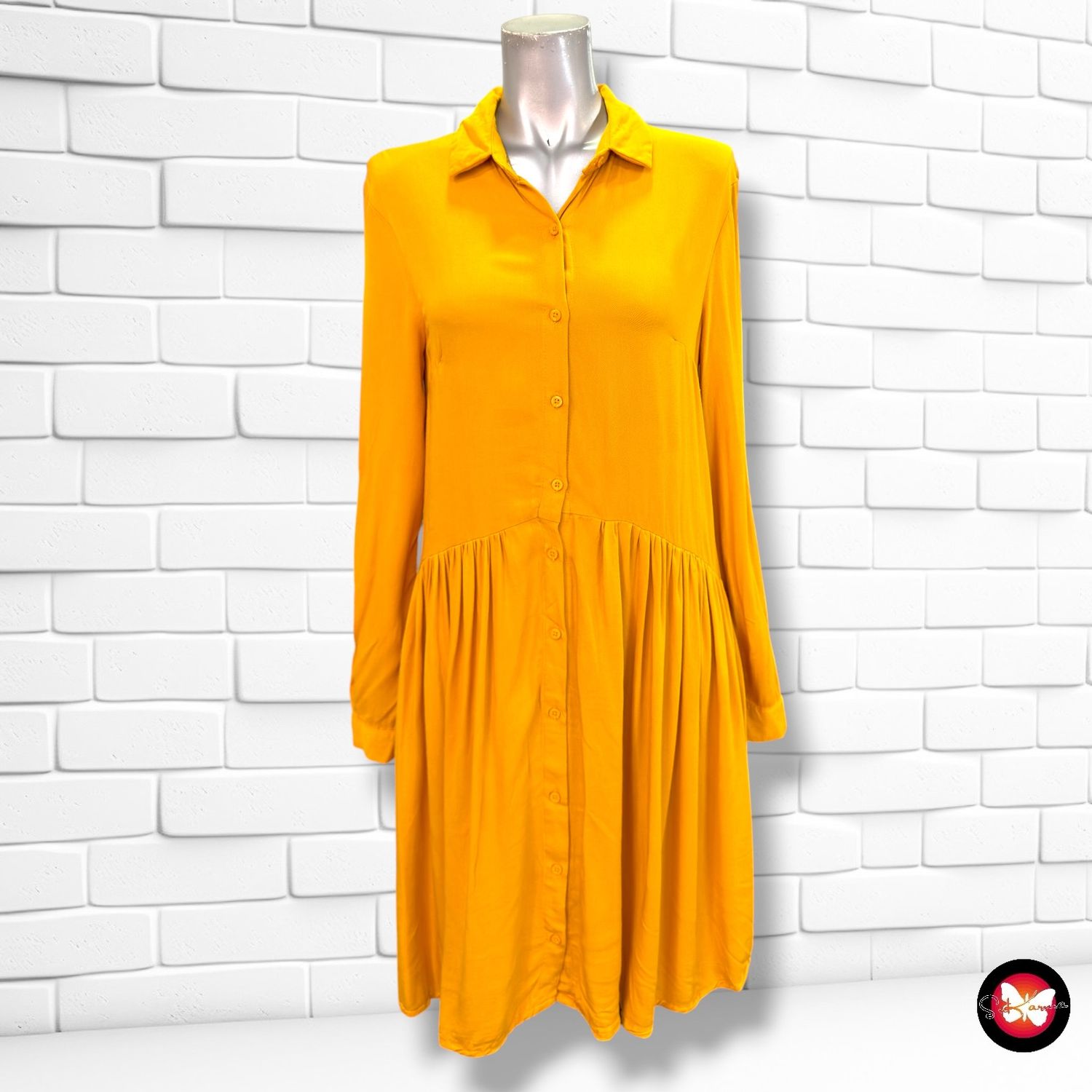 Vestido camisero ESMARA color Mostaza Talla XS