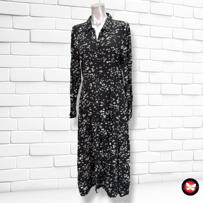 **HOY** Vestido largo camisero WAREHOUSE color Negro y varios Talla 40 (12UK)