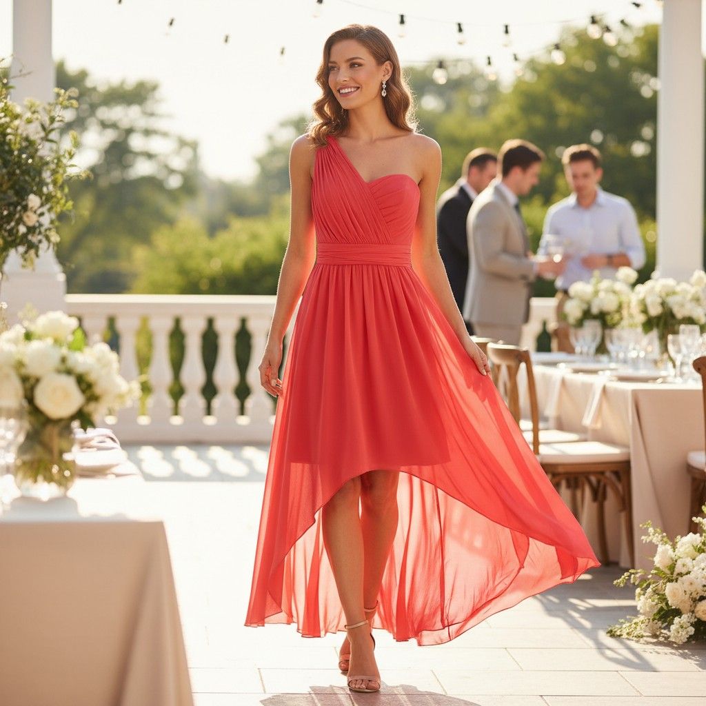 Vestido largo de ceremonia  MARIE LUND color Coral Talla 36
