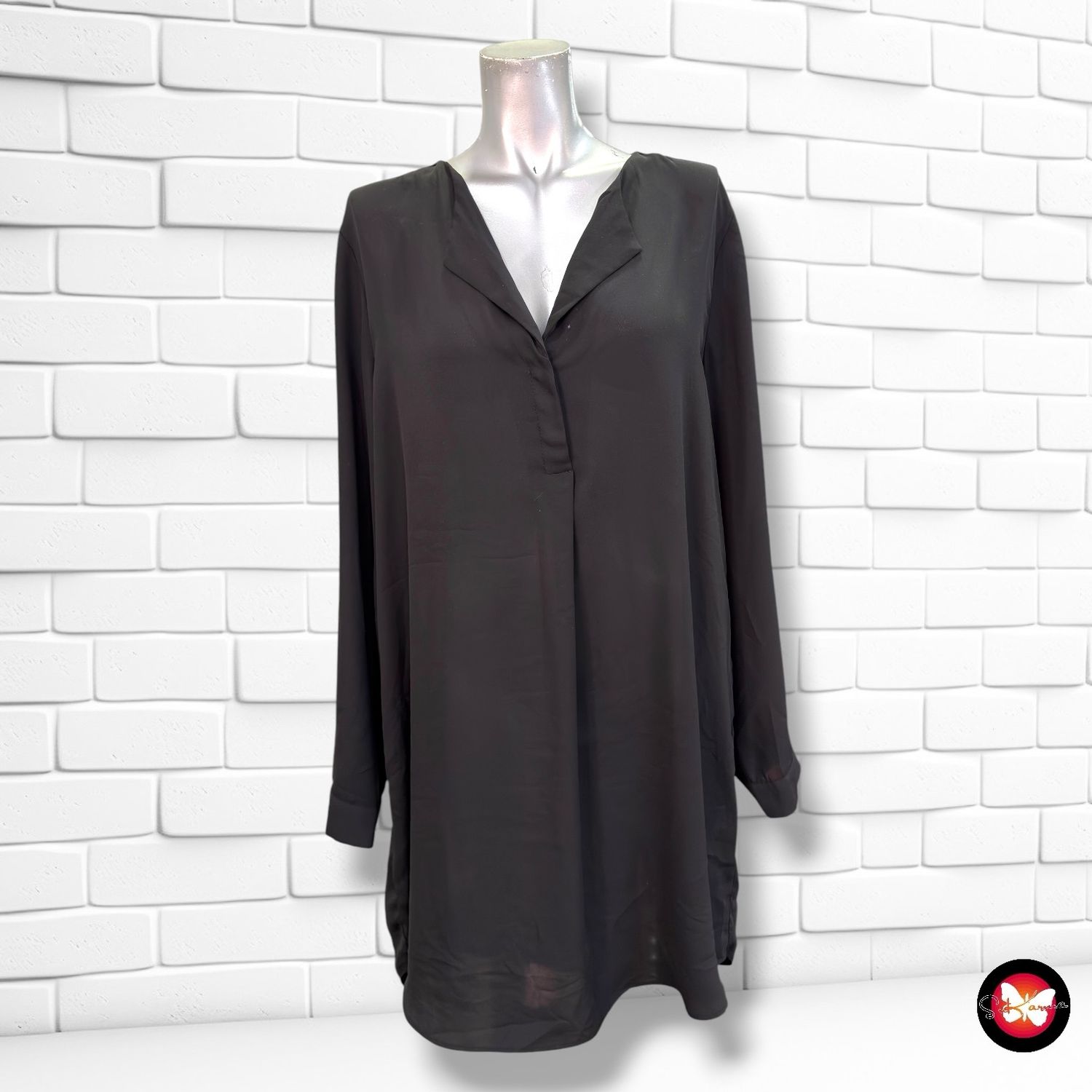 Blusón de manga larga traslúcido VILA color Negro Talla 44