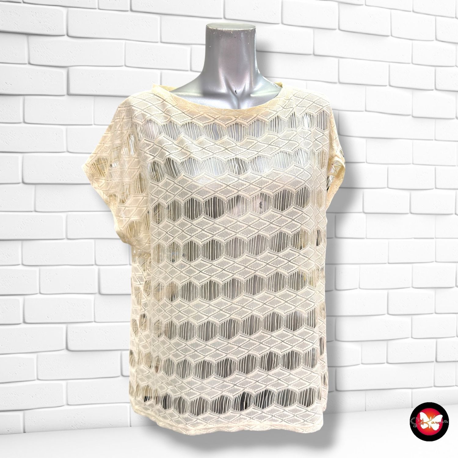 Blusa de encaje PULL&amp;BEAR color Crema Talla S