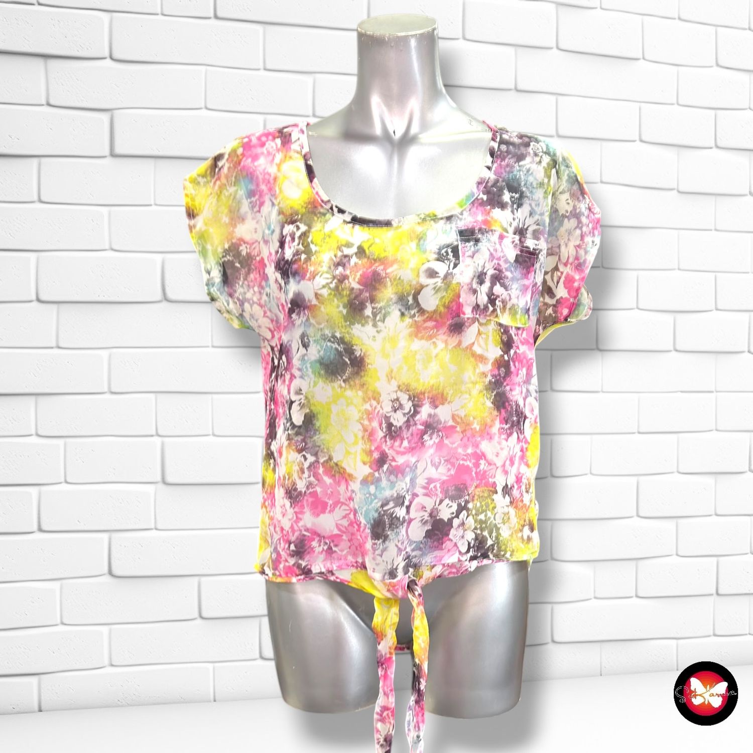 Blusa traslúcida de flores con lazo TALLY WEIJL color Varios Talla 36