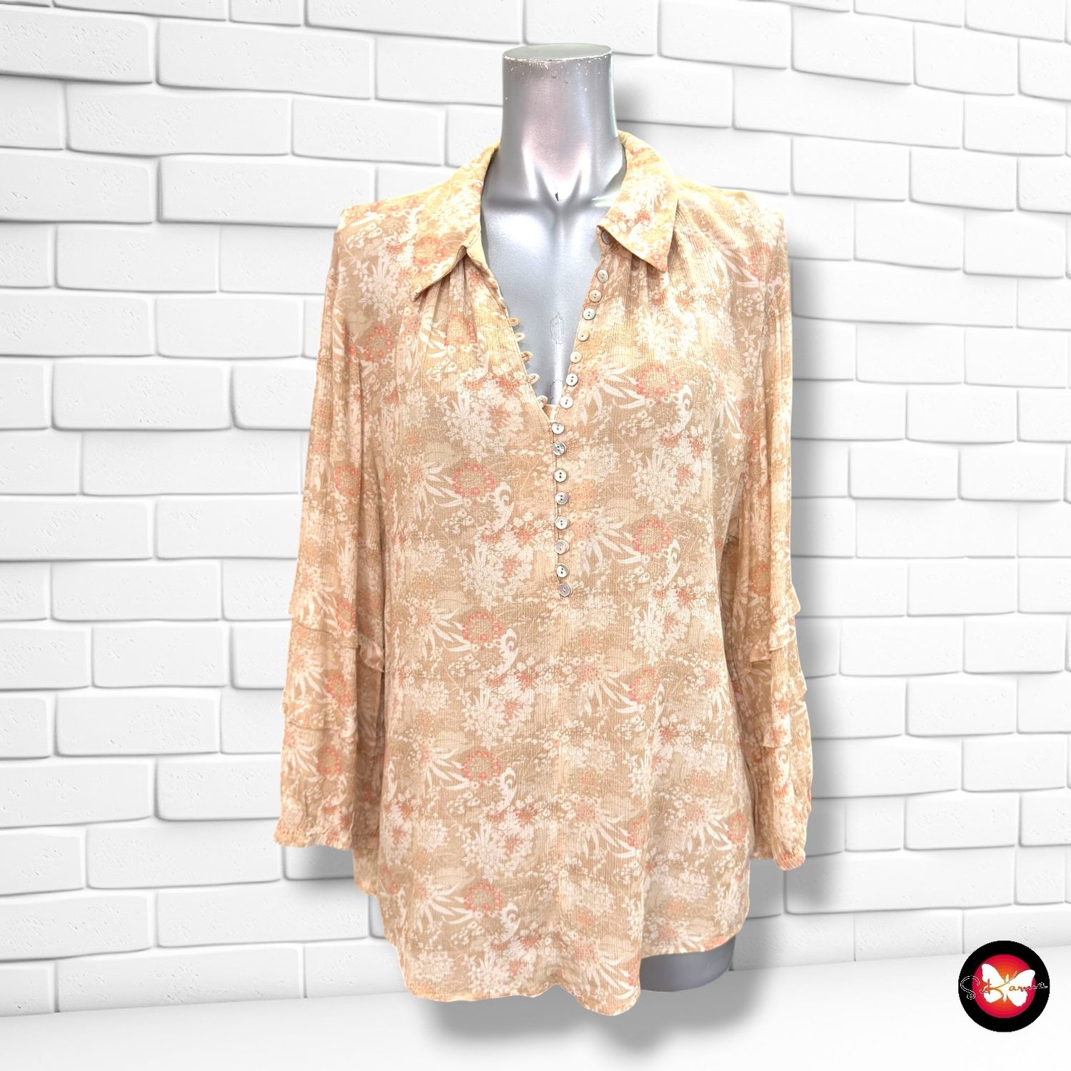 Blusa de media manga YAYA WOMEN color Camel Talla 40