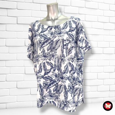 **HOY** Blusa de lino CHRISTIAN BERG color Blanco y azul Talla 46 (grande)