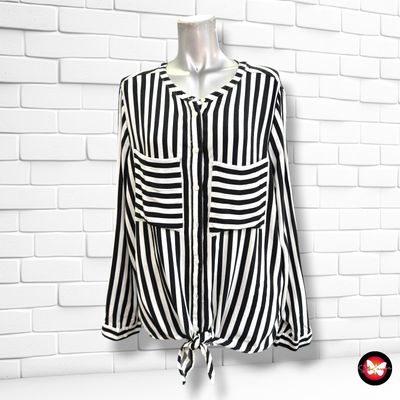 **HOY** Camisa de manga larga de rayitas con lazo STREET ONE color Negro y blanco Talla 42 (grande)