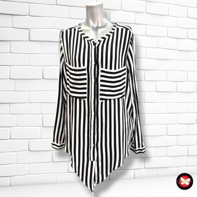 **HOY** Camisa de manga larga de rayitas con lazo STREET ONE color Negro y blanco Talla 42 (grande)
