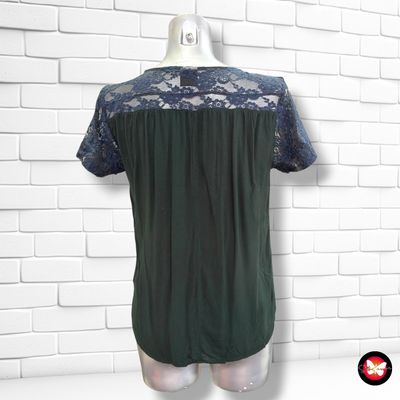 **HOY** Blusa de manga corta con encaje .OBJECT color Verde Talla 36