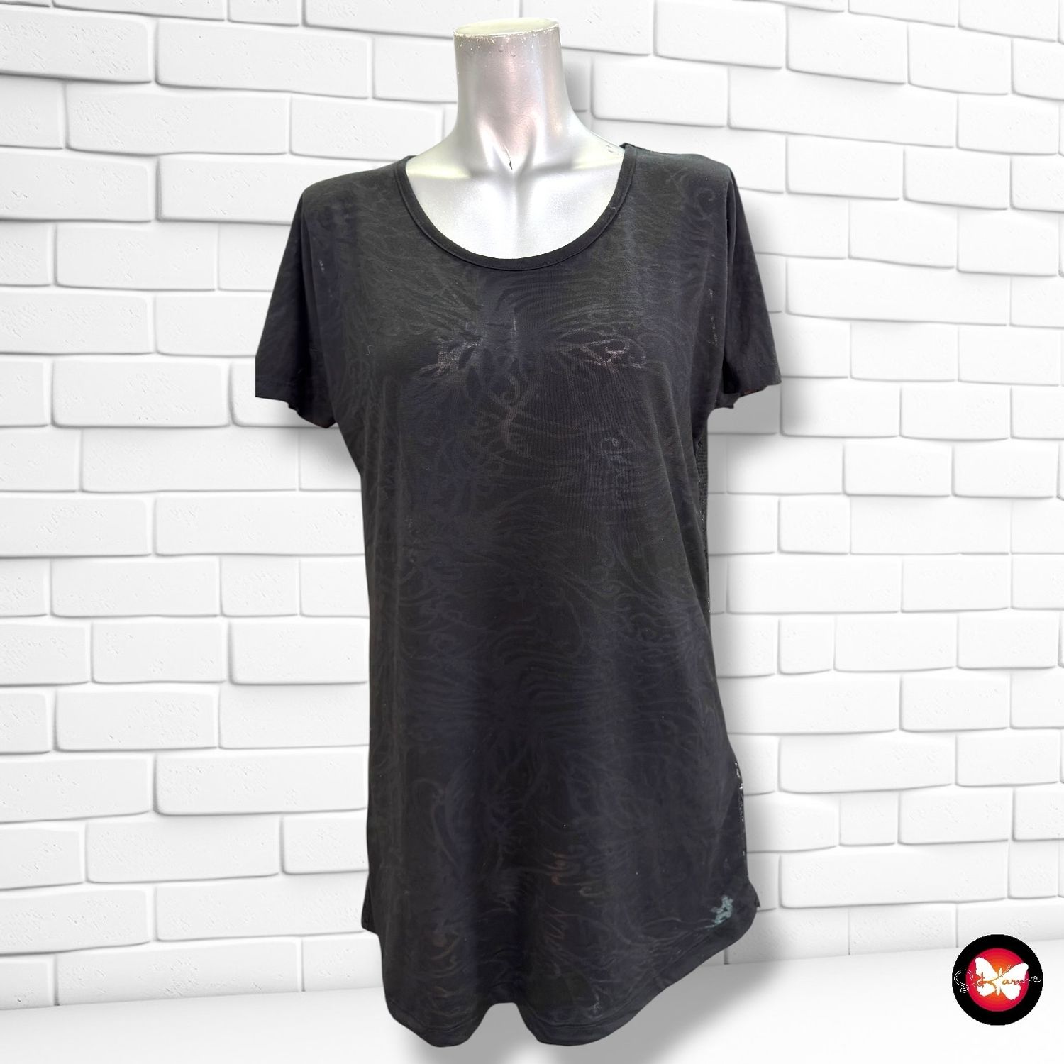 Camiseta con espalda de encaje JANINA color Negro Talla 38
