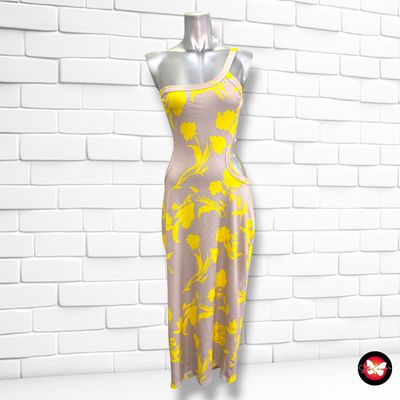 **HOY** Vestido midi cut-out CHICME color Beige y amarillo Talla XL