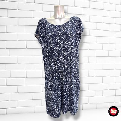 **HOY** Vestido de manga corta color Azul marino y blanco Talla L