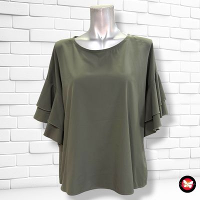 **HOY** Blusa de mangas de volante INTELLIGENT STORE color Verde oliva Talla M