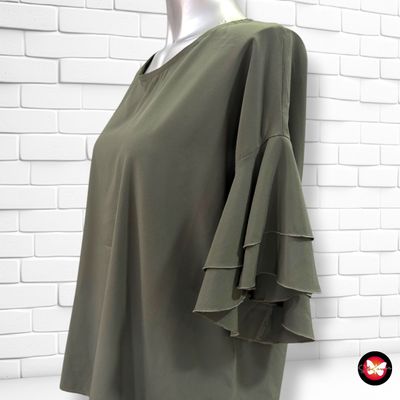**HOY** Blusa de mangas de volante INTELLIGENT STORE color Verde oliva Talla M