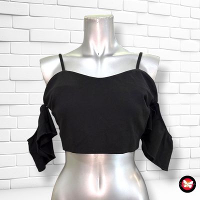 **HOY** Blusa cropped con hombros descubiertos SHEIN color Negro Talla S