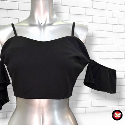 **HOY** Blusa cropped con hombros descubiertos SHEIN color Negro Talla S
