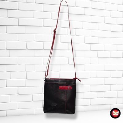 **HOY** Bolso bandolera de piel BALDINE color Negro y rojo Talla PEQUEÑO