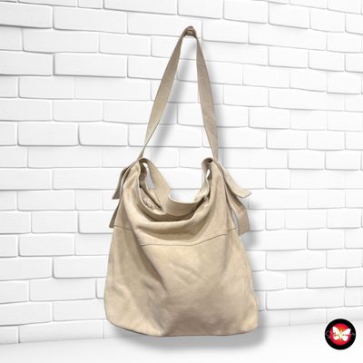 **HOY** Bolso de hombro de ante  color Hueso Talla GRANDE