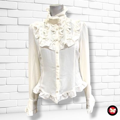 **HOY** Camisa con volantes  color Blanco Talla XS