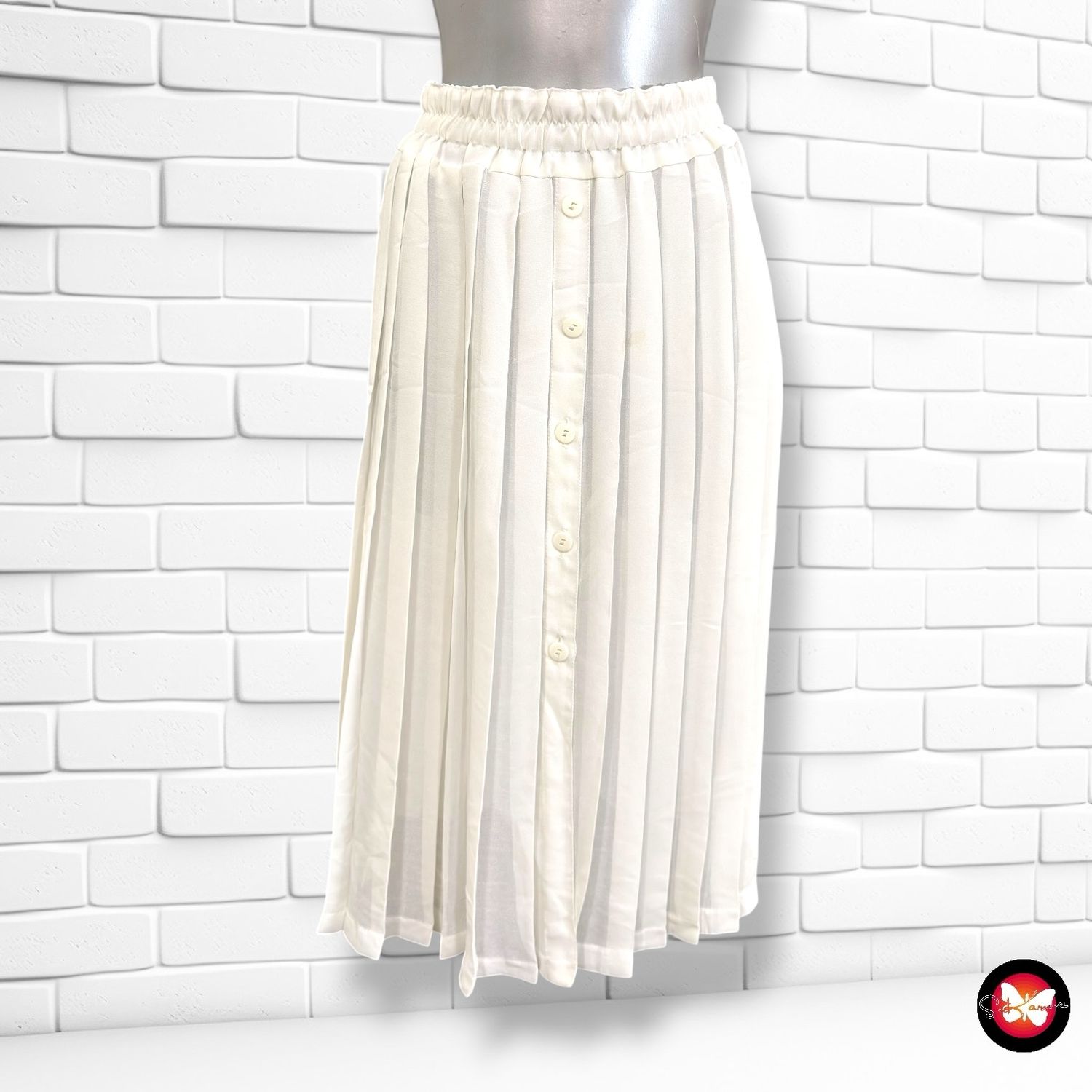 Falda midi plisada (traslúcida)  color Blanco Talla S