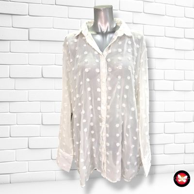 **HOY** Camisa de gasa traslúcida  color Hueso Talla XL