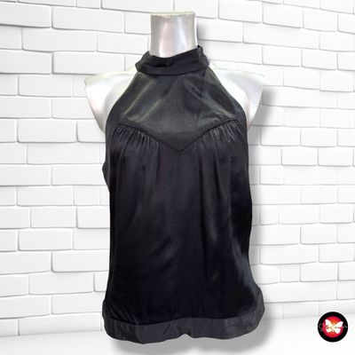**HOY** Blusa de noche satinada FRENCH CONECTION color Negro Talla 38 (10UK)