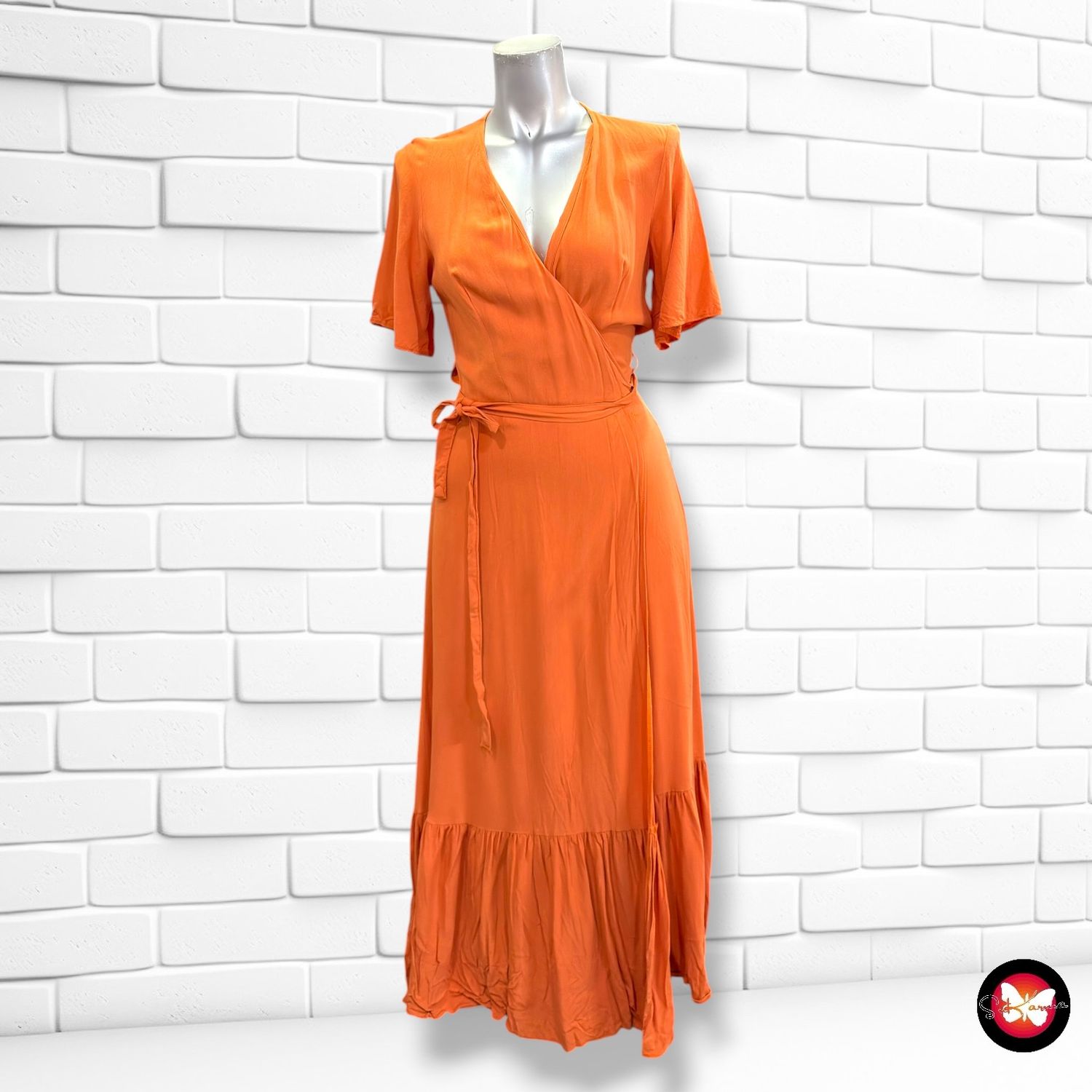 Vestido largo cruzado PRIMARK color Calabaza Talla 34
