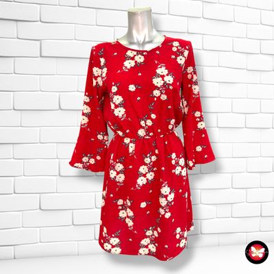 **HOY** Vestido de media manga con flores DIVIDED color Rojo y varios Talla 34