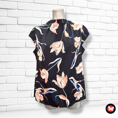 **HOY** Blusa satinada COMMA, color Azul marino y varios Talla 40 (grande)