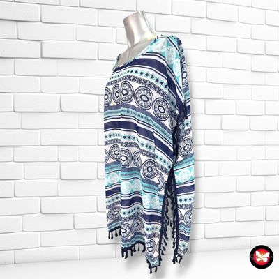 **HOY** Túnica playera color Blanco, azul y turquesa Talla ÚNICA