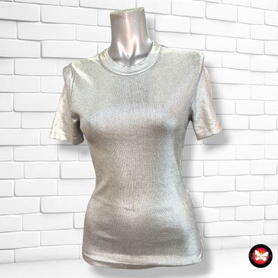 **HOY** Camiseta de manga corta canalé ZARA color Plateado Talla M