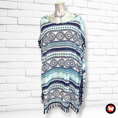 **HOY** Túnica playera color Blanco, azul y turquesa Talla ÚNICA