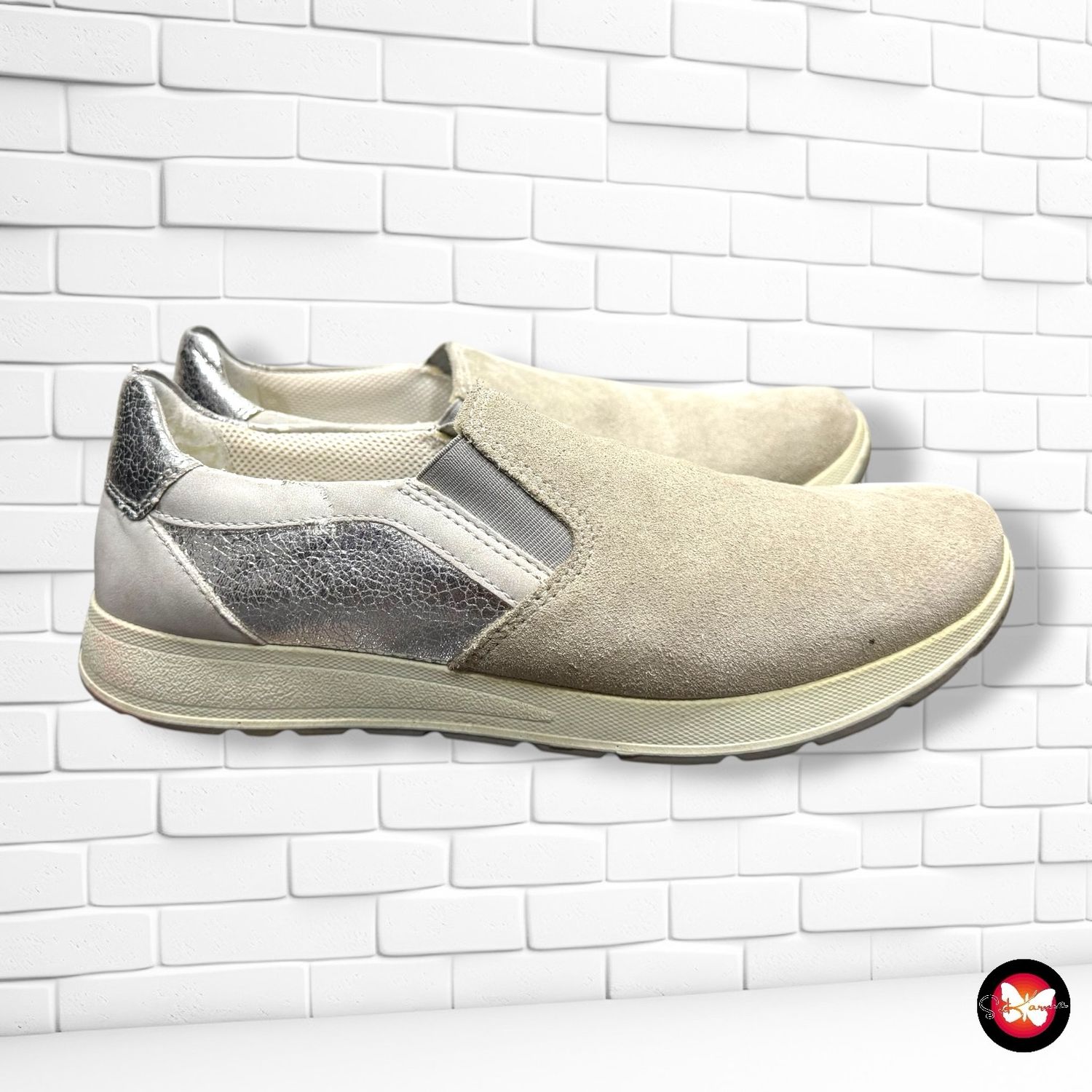 Zapatillas de ante color Beige y plateado Talla Calzado 37