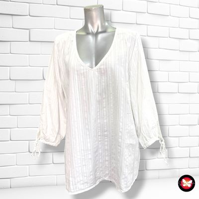 **HOY** Blusa de media manga color Blanco Talla L/XL