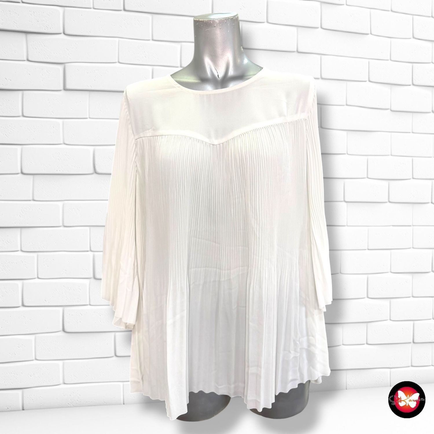 Blusa de media manga plisada ONLY color Blanco Talla 38