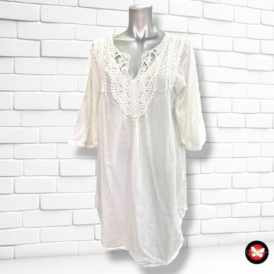 **HOY** Blusón de media manga color Blanco Talla ÚNICA