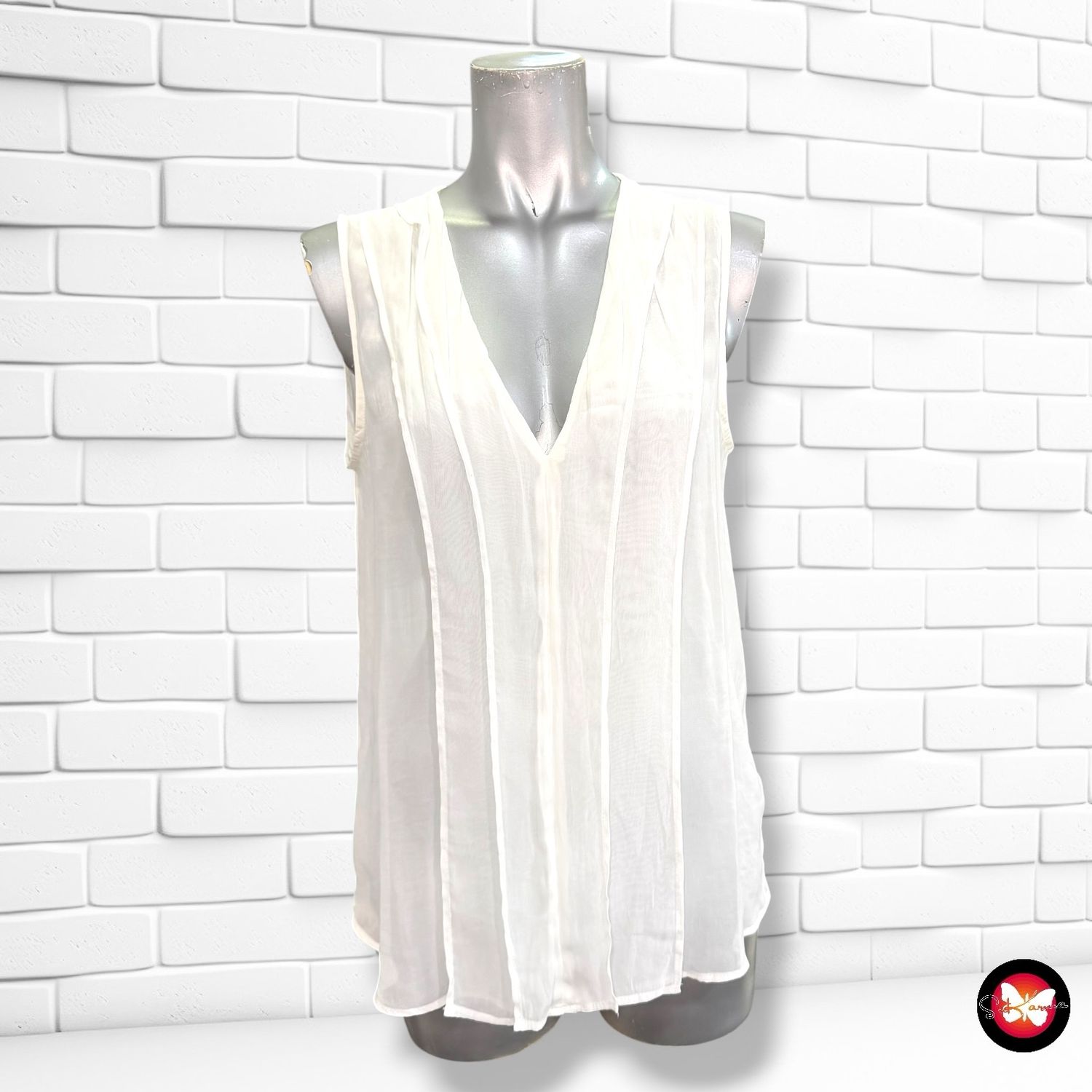 Blusa traslúcida sin mangas MANGO color Blanco Talla XS