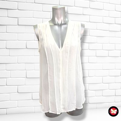 **HOY** Blusa traslúcida sin mangas MANGO color Blanco Talla XS