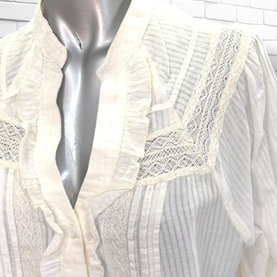 **HOY** Camisa de media manga estilo romántico ELOGY color Blanco Talla L
