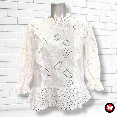**HOY** Blusa estilo romántico ZARA color Blanco Talla M