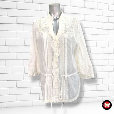 **HOY** Camisa de media manga estilo romántico ELOGY color Blanco Talla L