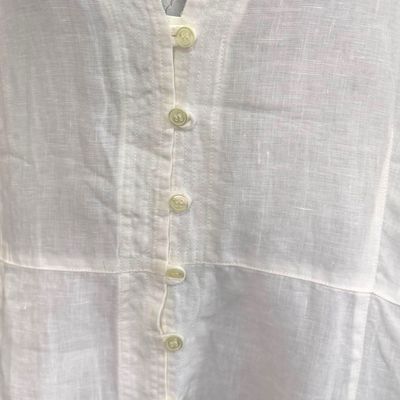 **HOY** Camisa de lino de manga corta color Blanco Talla XL