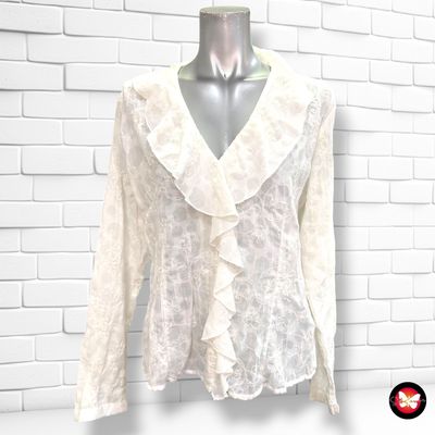 **HOY** Camisa de manga larga chorreras y bordados AUTHENTIC CLOTHING COMPANY color Hueso Talla 38